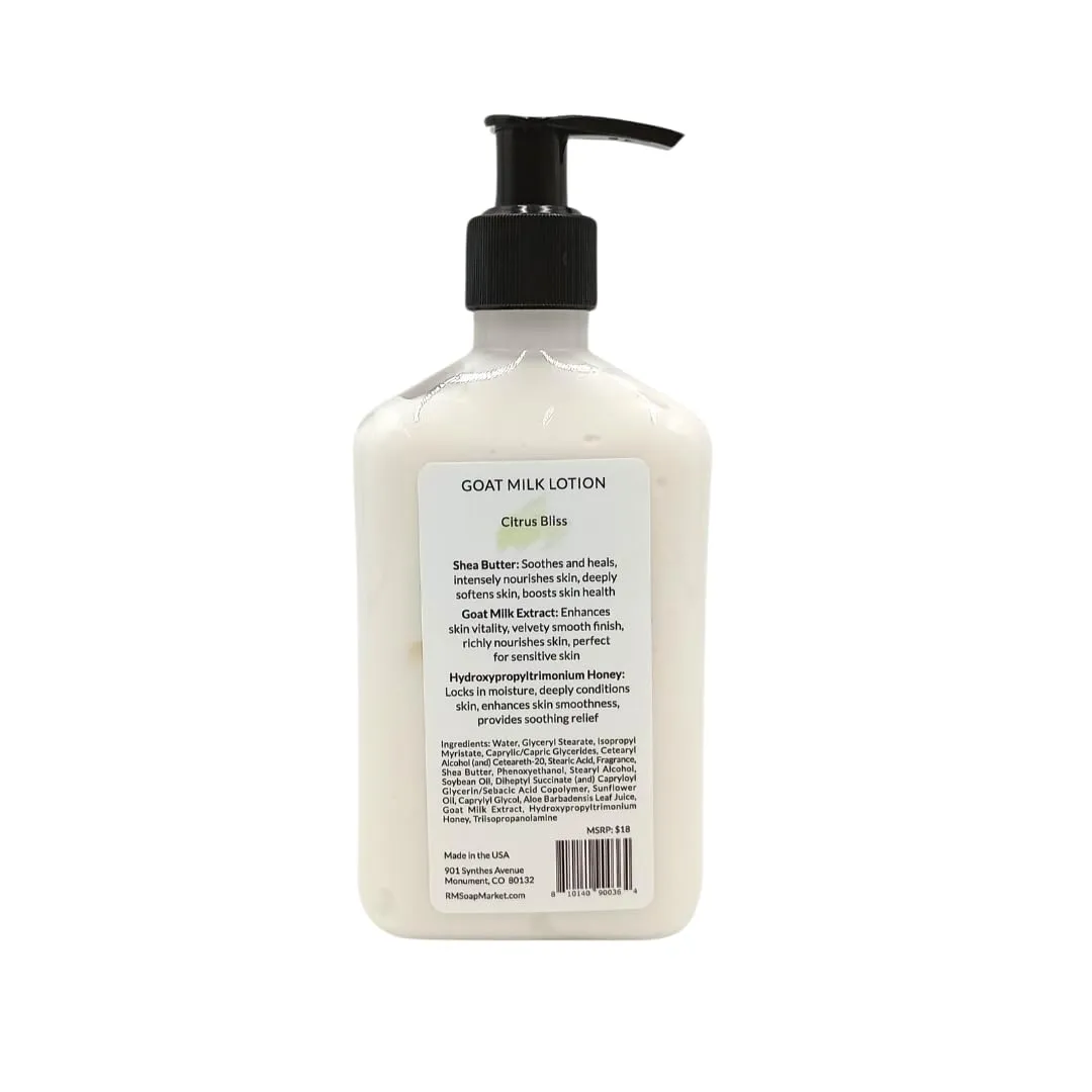 Goat Milk Lotion, Citrus Bliss Fragrance, Hydrating Lotion for Men & Women With Nourishing Goat Milk, Shea Butter, Sunflower Oil & Aloe, Packed With Vitamin A, E & Selenium, 9 Oz