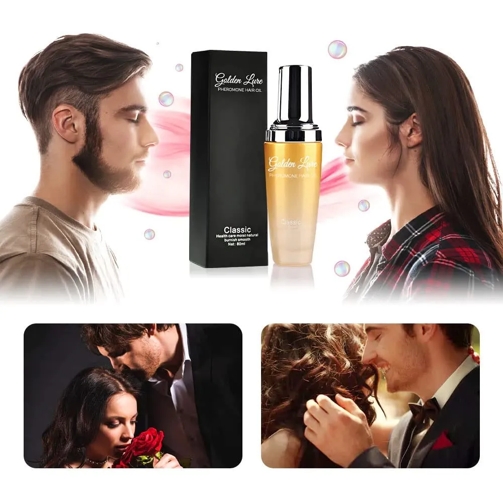 Golden Lure Pheromone Hair Oil, 80ml, Luodais Hair Oil, Luodais Classic Hair Serum, Leave-In Perfume Hair Care Oil (Intoxicating fragrance)
