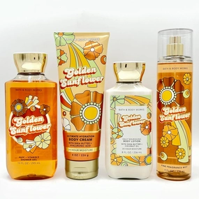 Golden Sunflower 3-Piece Bath Bundle | Shower Gel, Ultimate Hydration Body Cream, Daily Nourishing Body Lotion and Fine Fragrance Mist