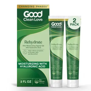 Good Clean Love Rehydrate Ultra Moisturizing Vaginal Gel with Hyaluronic Acid, pH-Balanced Vaginal Moisturizer, Water-Based Feminine Care, Long Lasting Relief from Dryness & Discomfort, 2 Oz (2-Pack)
