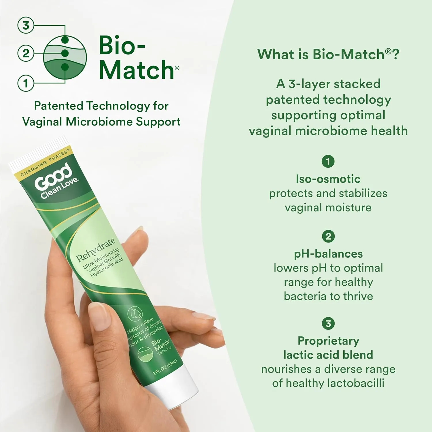 Good Clean Love Rehydrate Ultra Moisturizing Vaginal Gel with Hyaluronic Acid, pH-Balanced Vaginal Moisturizer, Water-Based Feminine Care, Long Lasting Relief from Dryness & Discomfort, 2 Oz (2-Pack)
