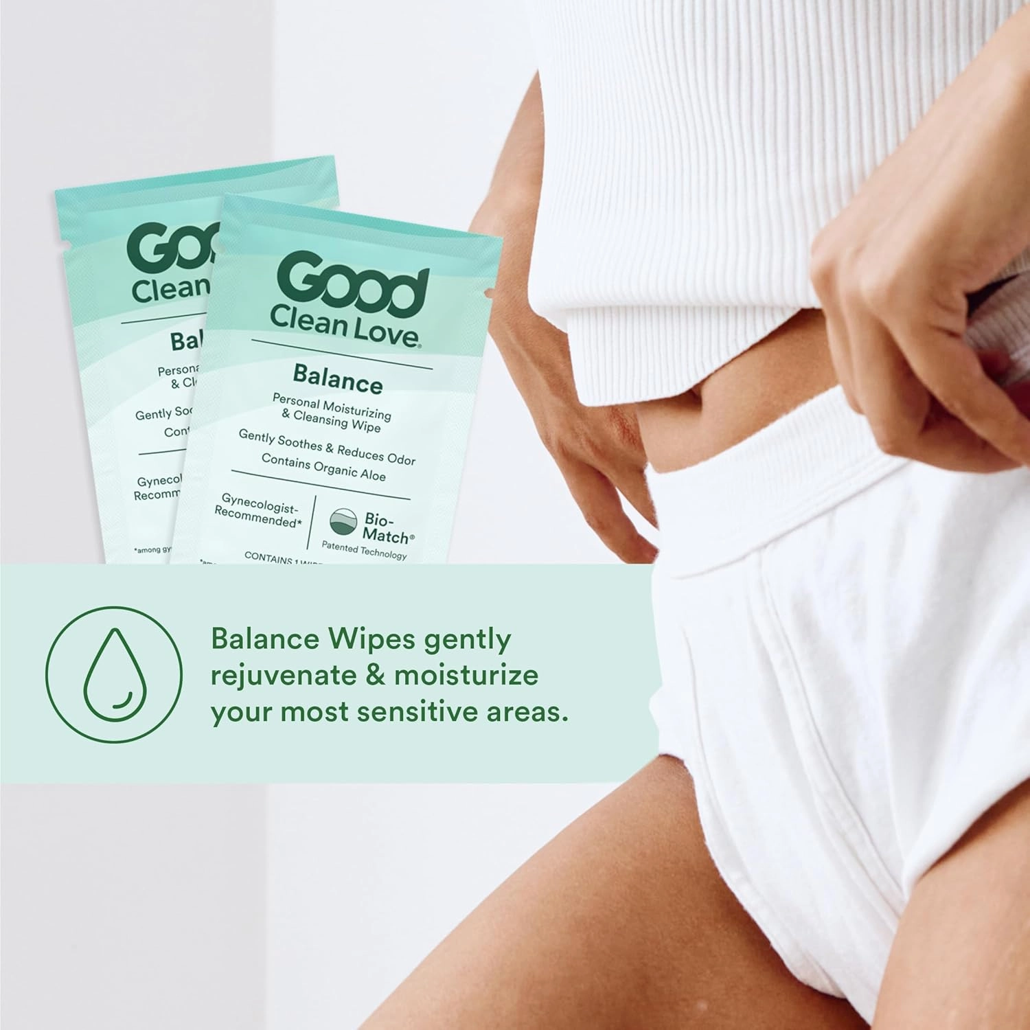 Good Clean Love Balance pH-Balanced Feminine Wipes, Supports Vaginal Health Naturally & Reduces Odor, Non-Irritating Moisturizing & Cleansing Hygiene Product Made with Organic Aloe, (24 Count)