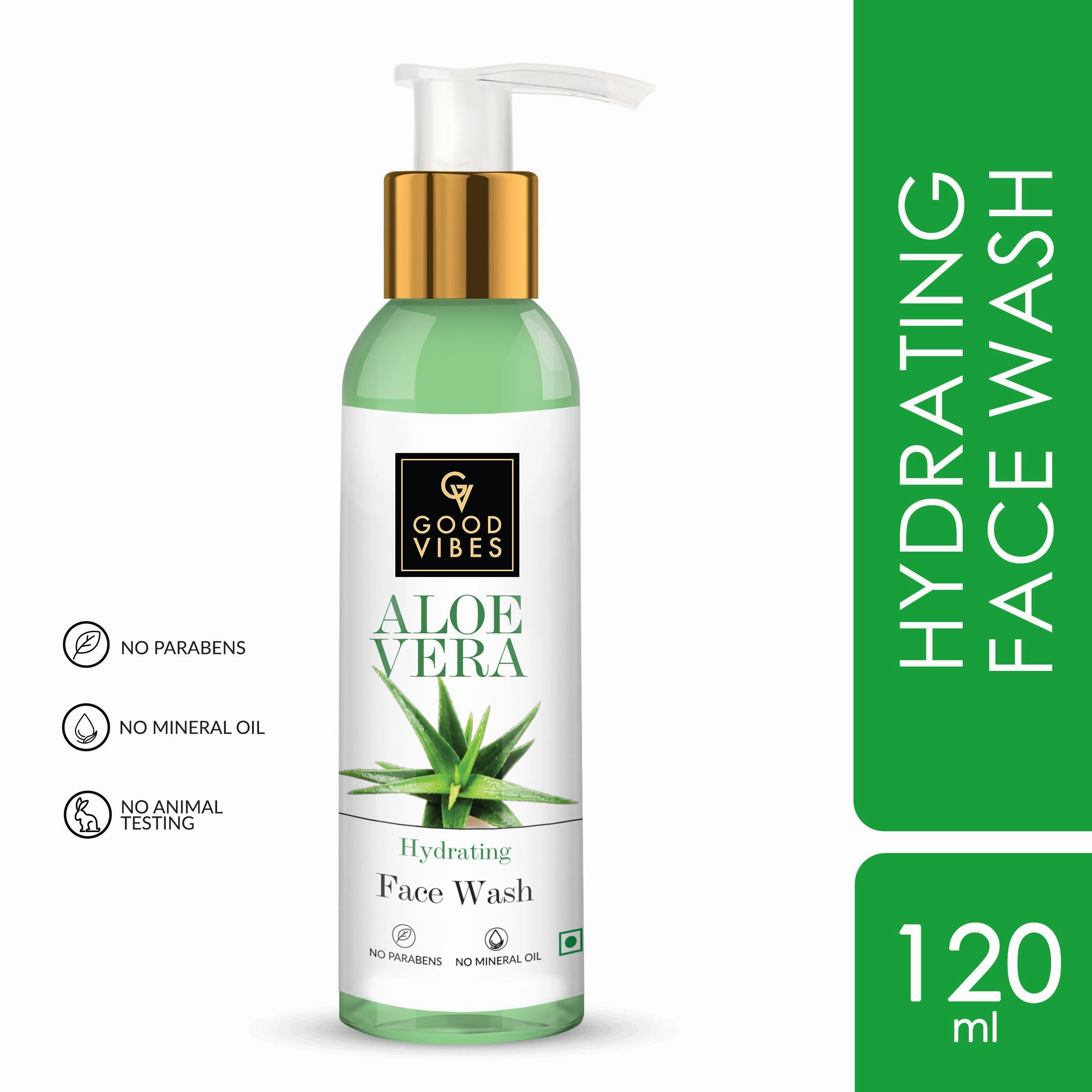 Good Vibes Aloe Vera Hydrating Face Wash | Hydrating, Cleansing | No Parabens, No Mineral Oil, No Animal Testing (120 ml)