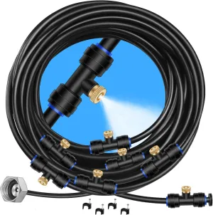 GOXAWEE Misting System, 75FT (23M) Misting Line   28 Brass Mist Nozzles   Brass Adapter(3/4"), Misters for Outside Patio Cooling Outdoor Garden Greenhouse Trampoline for Waterpark