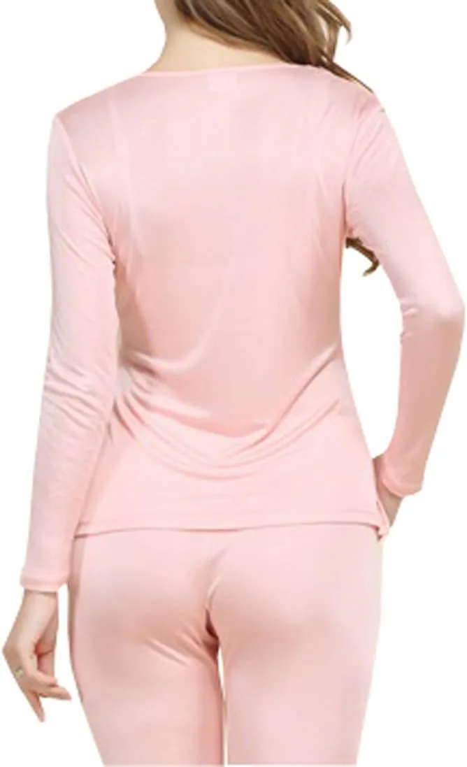Grenasasilk Womens Silk Long Underwear Mulberry Silk Long Johns Silk Thermal Underwear Sets Cold Weather Base Layer