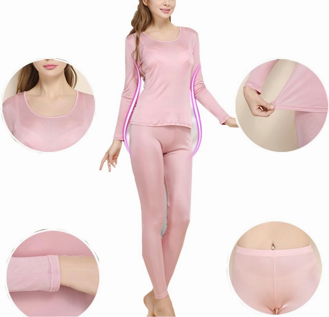 Grenasasilk Womens Silk Long Underwear Mulberry Silk Long Johns Silk Thermal Underwear Sets Cold Weather Base Layer