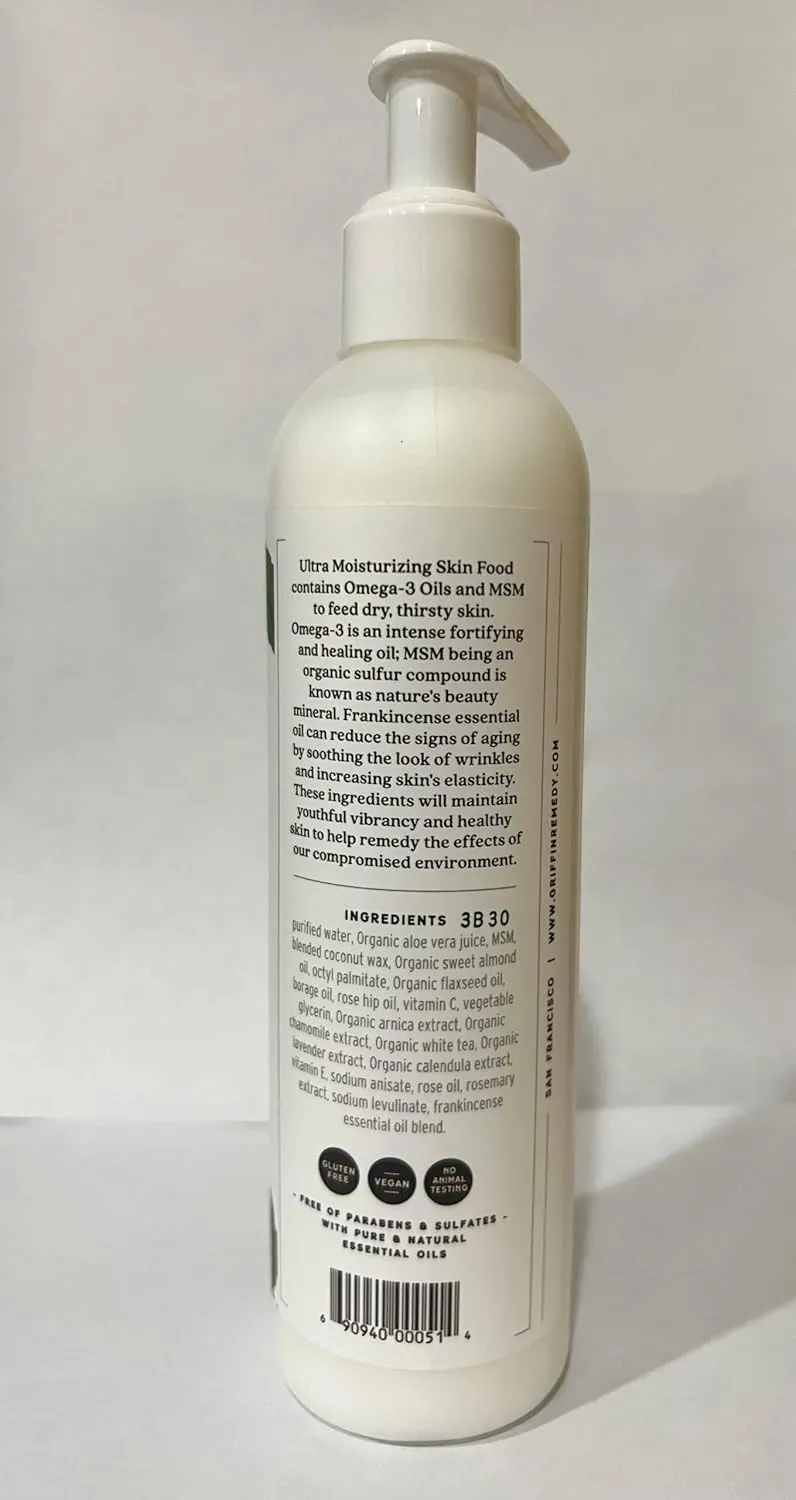 Griffin Remedy Omega-3 Body Lotion-Frankincense Essential Oils and Organic MSM, Ultra Moisturizing, All Natural, Paraben Free, Sulfate Free 8 fl oz