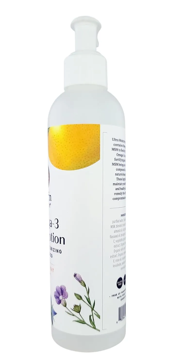 Griffin Remedy Omega-3 Body Lotion-Grapefruit Essential Oils and Organic MSM, Ultra Moisturizing, All Natural, Paraben Free, Sulfate Free 8 fl oz