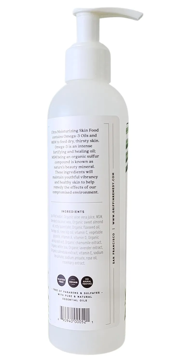 Griffin Remedy Omega-3 Body Lotion-Unscented with Organic MSM and Essential Oils, Ultra Moisturizing, All Natural, Paraben Free, Sulfate Free 8 fl oz