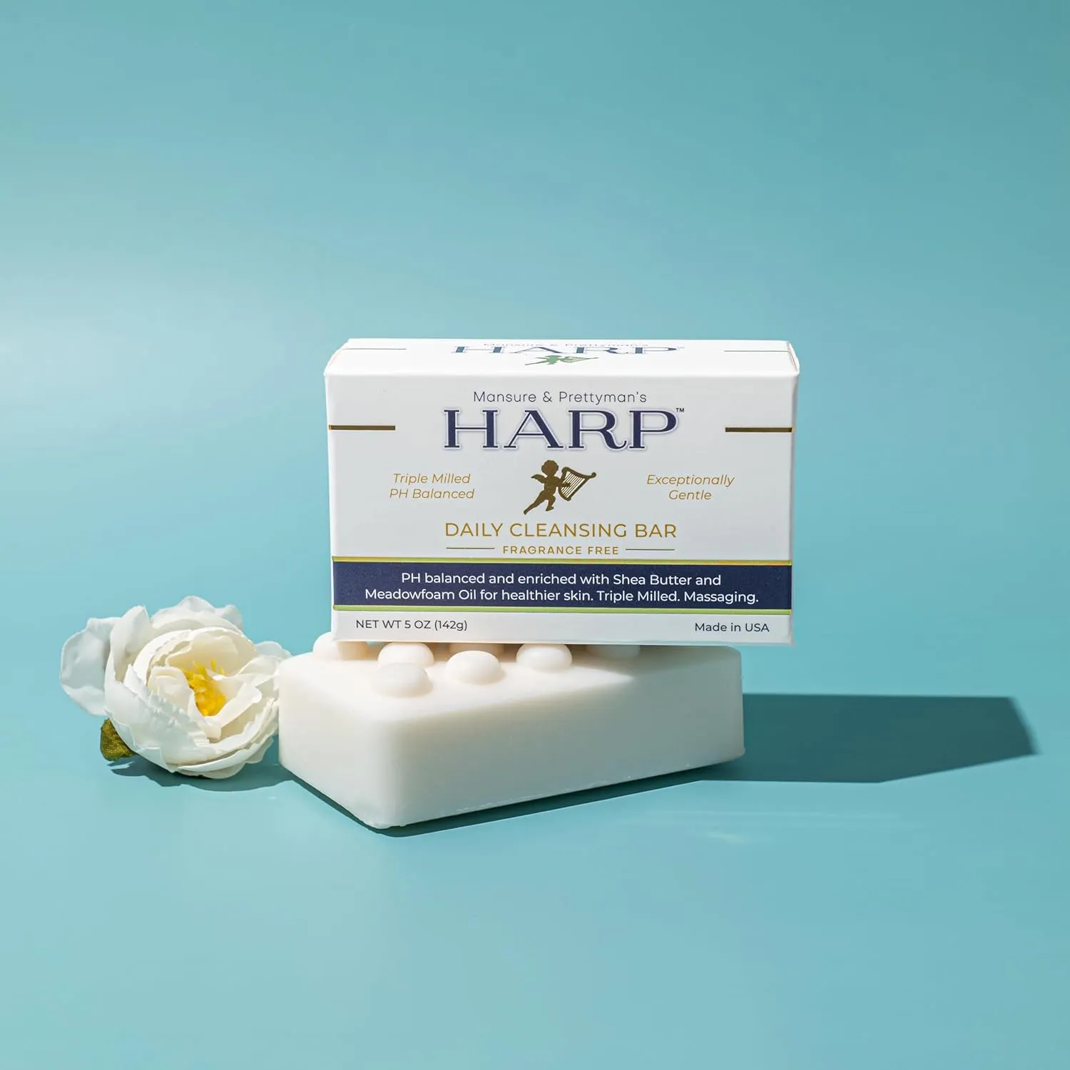 HARP pH-Balanced Body Wash Bar - Exceptionally Gentle For Dry or Sensitive Skin   Shea Butter-Borage oil- Meadowfoam | Non-Comedogenic | Soap-Free, Lye-Free. FRAGRANCE FREE (No Masking agents added)