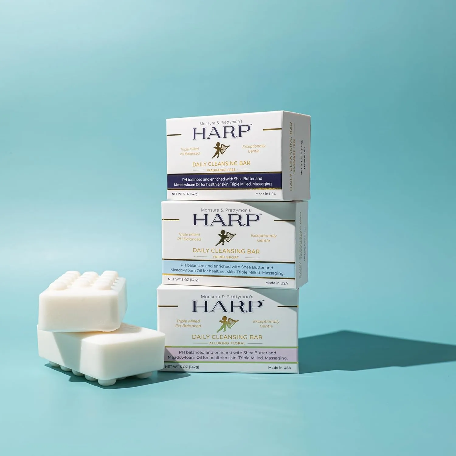 HARP pH-Balanced Body Wash Bar - Exceptionally Gentle For Dry or Sensitive Skin   Shea Butter-Borage oil- Meadowfoam | Non-Comedogenic | Soap-Free, Lye-Free. FRAGRANCE FREE (No Masking agents added)