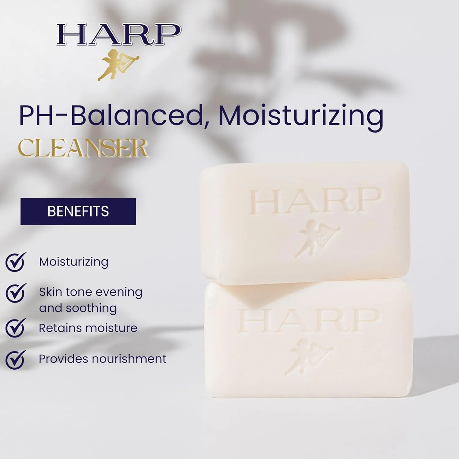 HARP pH-Balanced Body Wash Bar - Exceptionally Gentle For Dry or Sensitive Skin   Shea Butter-Borage oil- Meadowfoam | Non-Comedogenic | Soap-Free, Lye-Free. FRAGRANCE FREE (No Masking agents added)