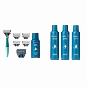 Harry's Razors for Men - Men's Razor Set with 5 Razor Blade Refills, Travel Blade Cover, 2 oz Shave Gel (Sage) & Shave Gel - Shaving Gel with an Aloe Enriched Formula - 3 pack (6.7oz)