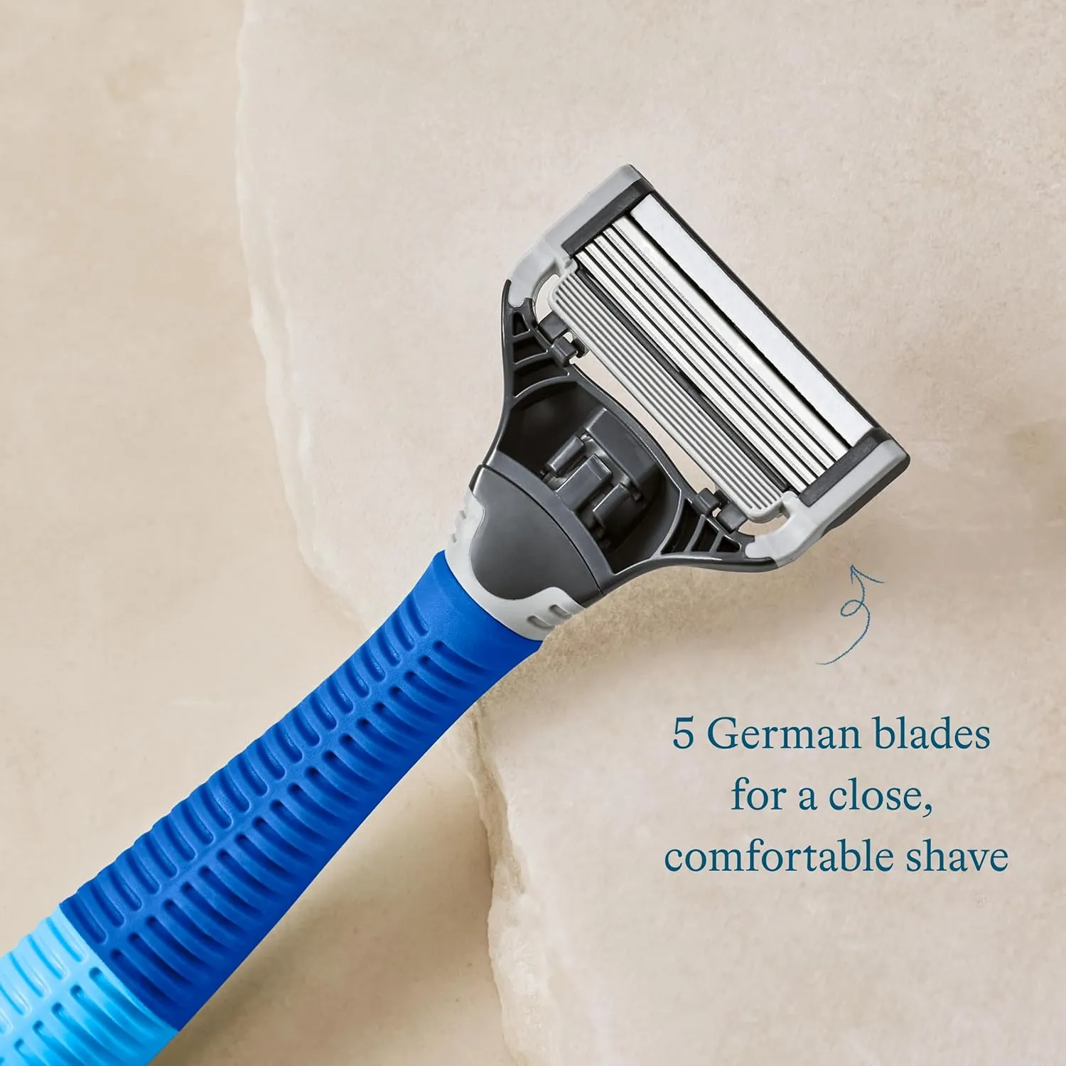 Harry's Shaving Kit for Men - Razor Handle, 5 Razor Blade Refills, Foaming Shave Gel, and Travel Blade Cover - Ocean Blue