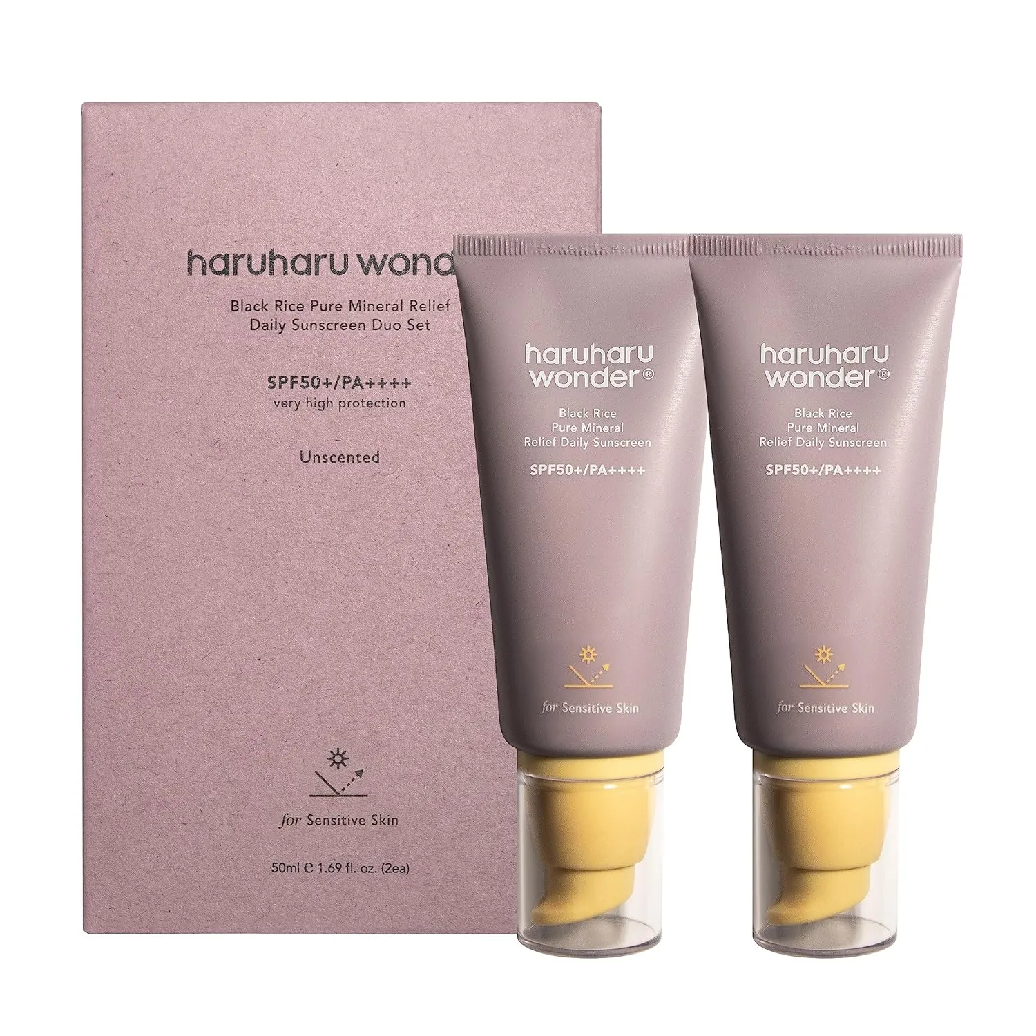 Haruharu Wonder Black Rice Pure Mineral Relief Daily Sunscreen 1.69 fl.oz (Pack of 2)