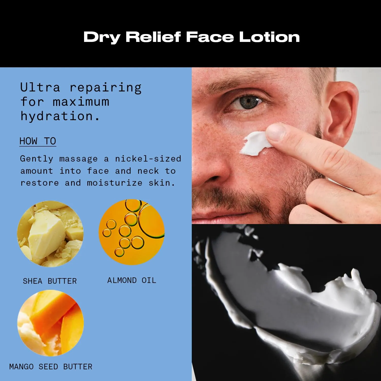 Hawthorne Men's Ultra Moisturizing Dry Relief Face Lotion For Dry, Sensitive Skin. Made With Shea Butter and Almond Oil. Natural Ingredients, Vegan, Sulfate Free. 2-Pack, 4 Fl. Oz. Each