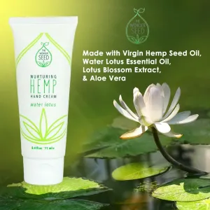 Hemp Hand Cream for Dry & Cracked Skin - Pure All Natural Organic Formula - Moisturizing Therapeutic Hand and Foot Care Healing Lotion - Proudly Cruelty Free (Water Lotus)