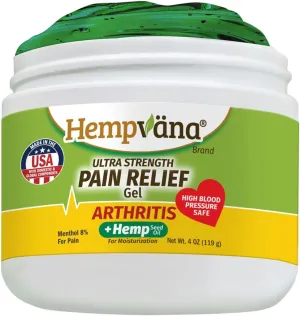 Hempvana Arthritis Pain Relief Gel, Ultra-Strength for Arthritis in Muscles & Joints. Enriched with Hemp Seed Oil, AS-SEEN-ON-TV. Non-Greasy. Targeted Long-Lasting Arthritis Relief. Works Fast, 4 Oz.