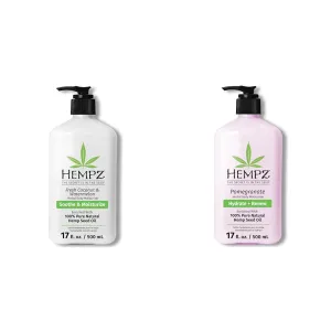 Hempz Body Lotion Bundle - Fresh Coconut & Watermelon Daily Moisturizer and Pomegranate Bright Citrus Cream - 17 oz