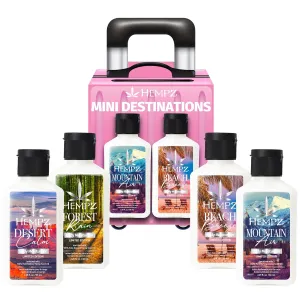 Hempz NEW Mini Escape Kit Hand & Body Lotion Set, 4-Pack limited edition scents, Mountain Air, Beach Breeze, Desert Calm & Forest Rain 2.25 ounce
