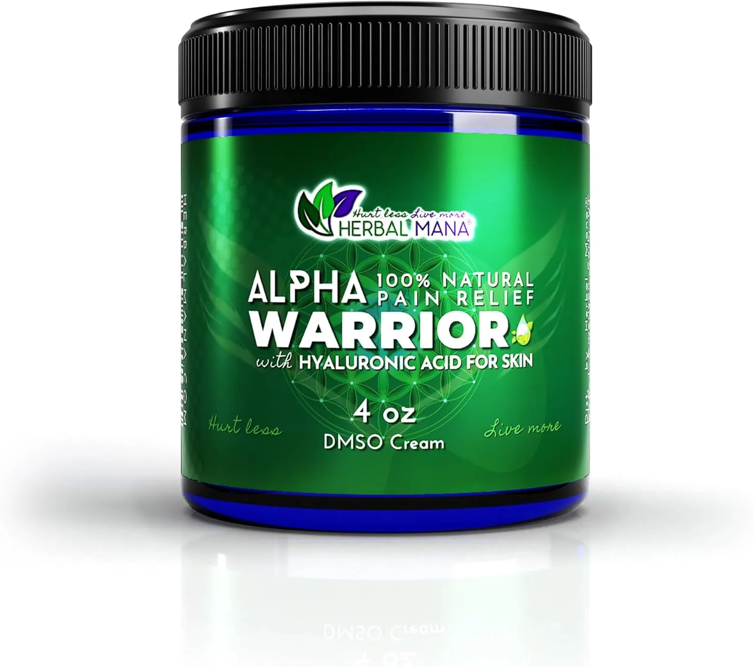 Herbal Mana Alpha Warrior Cream with 99.9% Pure DMSO - Maximum Strength MSM, Hyaluronic Acid Gel, Magnesium Oil Topical Hot Balm - ICY Muscle Soothing - Bruise, Freeze Lotion