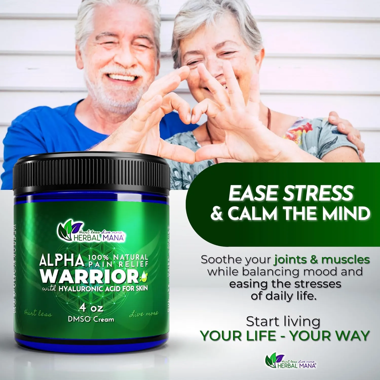 Herbal Mana Alpha Warrior Cream with 99.9% Pure DMSO - Maximum Strength MSM, Hyaluronic Acid Gel, Magnesium Oil Topical Hot Balm - ICY Muscle Soothing - Bruise, Freeze Lotion