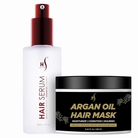 HerStyler Hair Mask And Argan Oil Hair Serum Set - Deep Conditioning Mask For Soft Hair Texture - Hair Mask Serum For Frizzy Hair - Argan Oil Mask From Hair Care Set