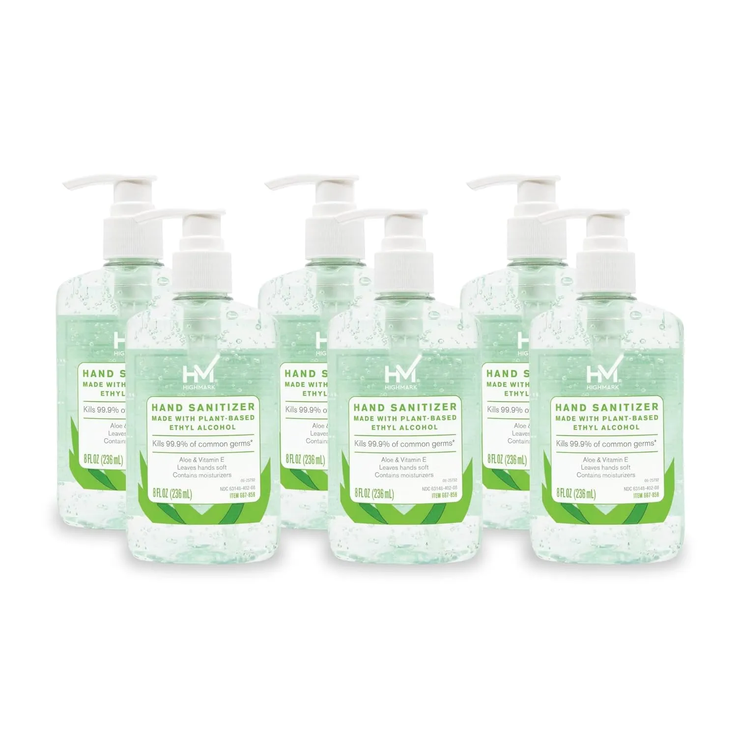 Highmark® Hand Sanitizer With Aloe, Floral Scent, 8 Oz, Green, Case Of 6 Bottles
