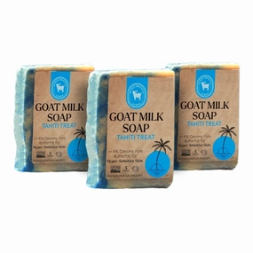 Honey Sweetie Acres 3-Pack Tahiti Treat Goat Milk Soap - Handmade 5 oz Bar, Made with Natural Ingredients, Moisturizing & Gentle, Made in the USA