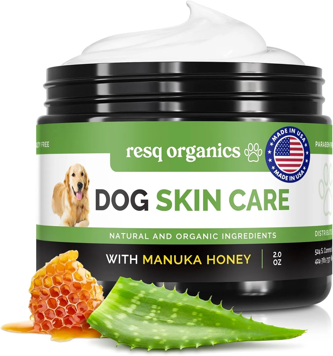 Hot Spot Treatment for Dogs, Cats & Pet Wound Care: Healing Ointment for Pets Itchy Skin Relief, Dry Skin Treatment, Natural Allergy Relief, Dog Paw Balm   Manuka Honey, Aloe Vera, Vitamin E (2 Oz.)