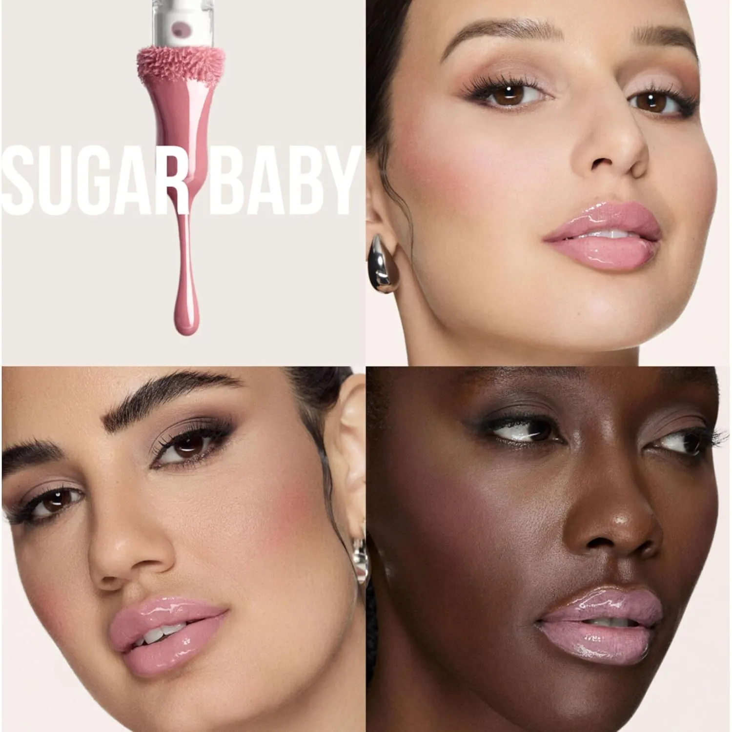 Huda Beauty Faux Filler Extra Shine Lip Gloss - Sugar Baby (Light Pink) .13 oz / 3.9 ml