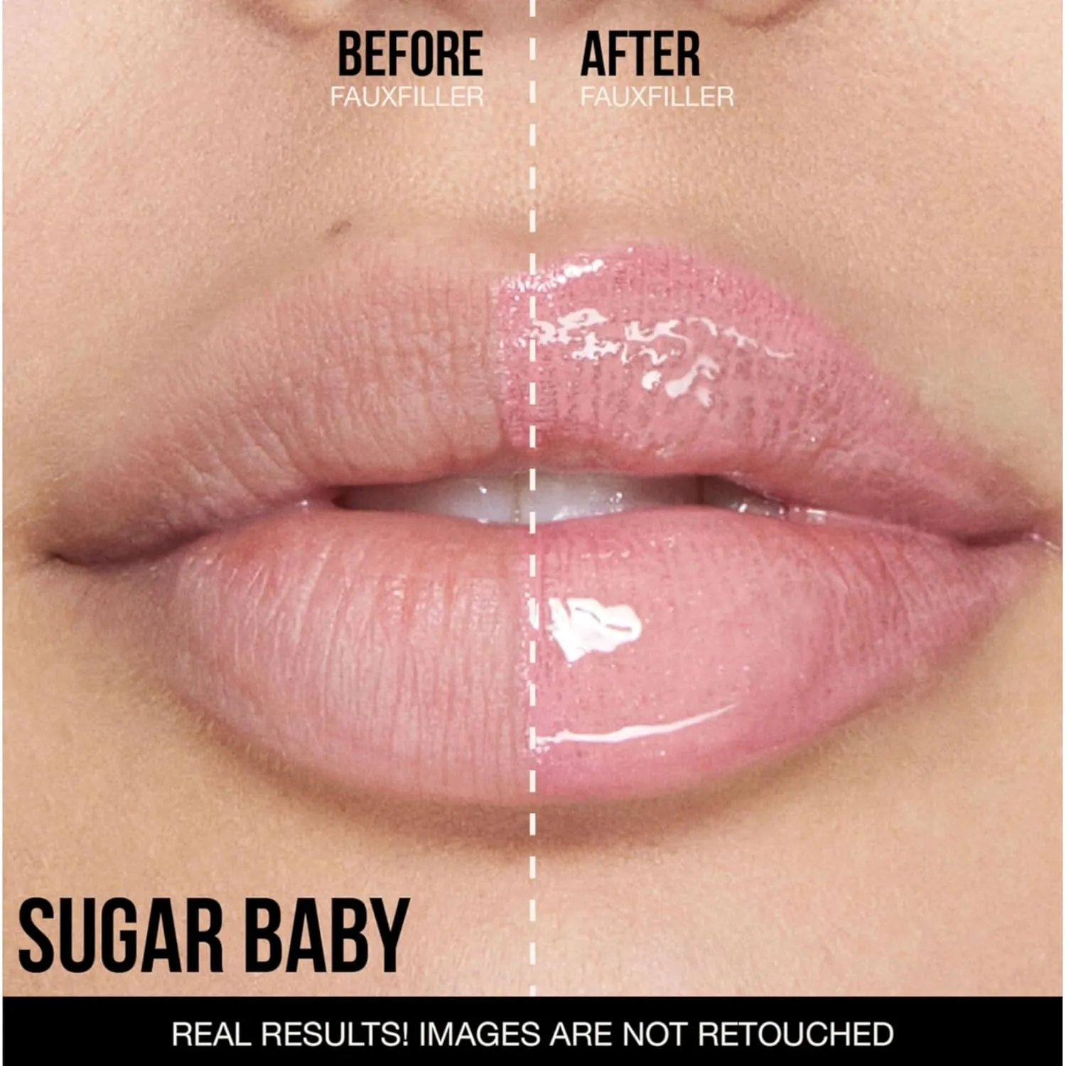 Huda Beauty Faux Filler Extra Shine Lip Gloss - Sugar Baby (Light Pink) .13 oz / 3.9 ml