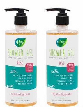 HUG Rose Shower Gel with 95% Natural Ingredients 16.90 Fl Oz. (Pack of 2)