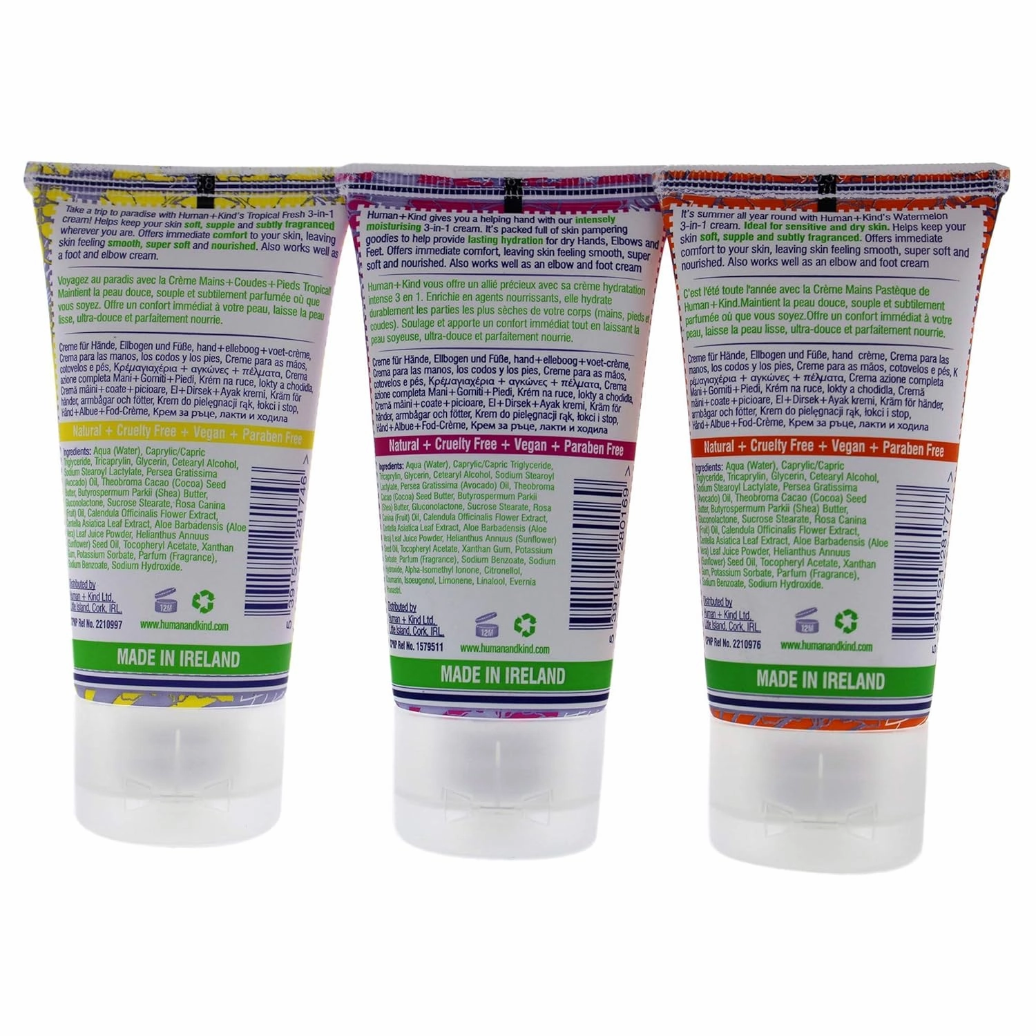 Human Kind Moisturizing Hand Cream Trio - Three Scented Hydrating Creams with Avocado Oil and Shea Butter - Intense, Fast Absorbing Moisturizer for Smooth Skin - For Dry, Cracked Skin Relief - 3 pc