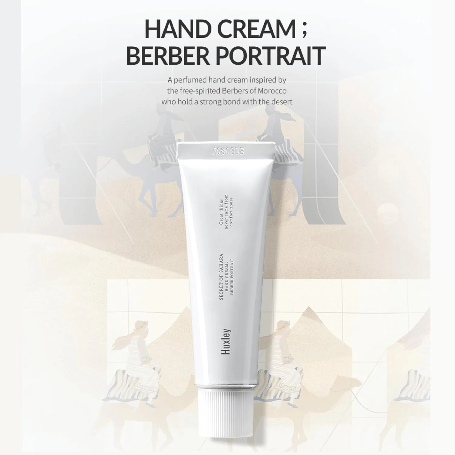 Huxley Secret of Sahara Hand Cream 30ml | Hydrates, Nourishes & Softens Skin | Non-Greasy Moisturizer that Soothes and Softens Hands | Hand Cream for Women & Men (1.01 Fl Oz, Berber Portrait)