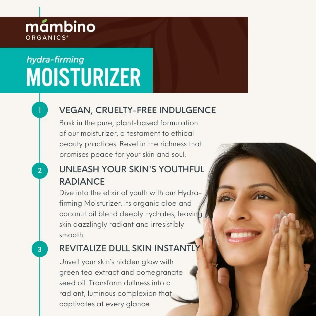 Hydra-Firming Moisturizer – Vegan, Face Cream with Moroccan Aragan, Namibian Marula & Sri Lankan Coconut – Hydrating for Radiant Skin – Cruelty-Free Skin Care by Mambino Organics,1.7 fl oz