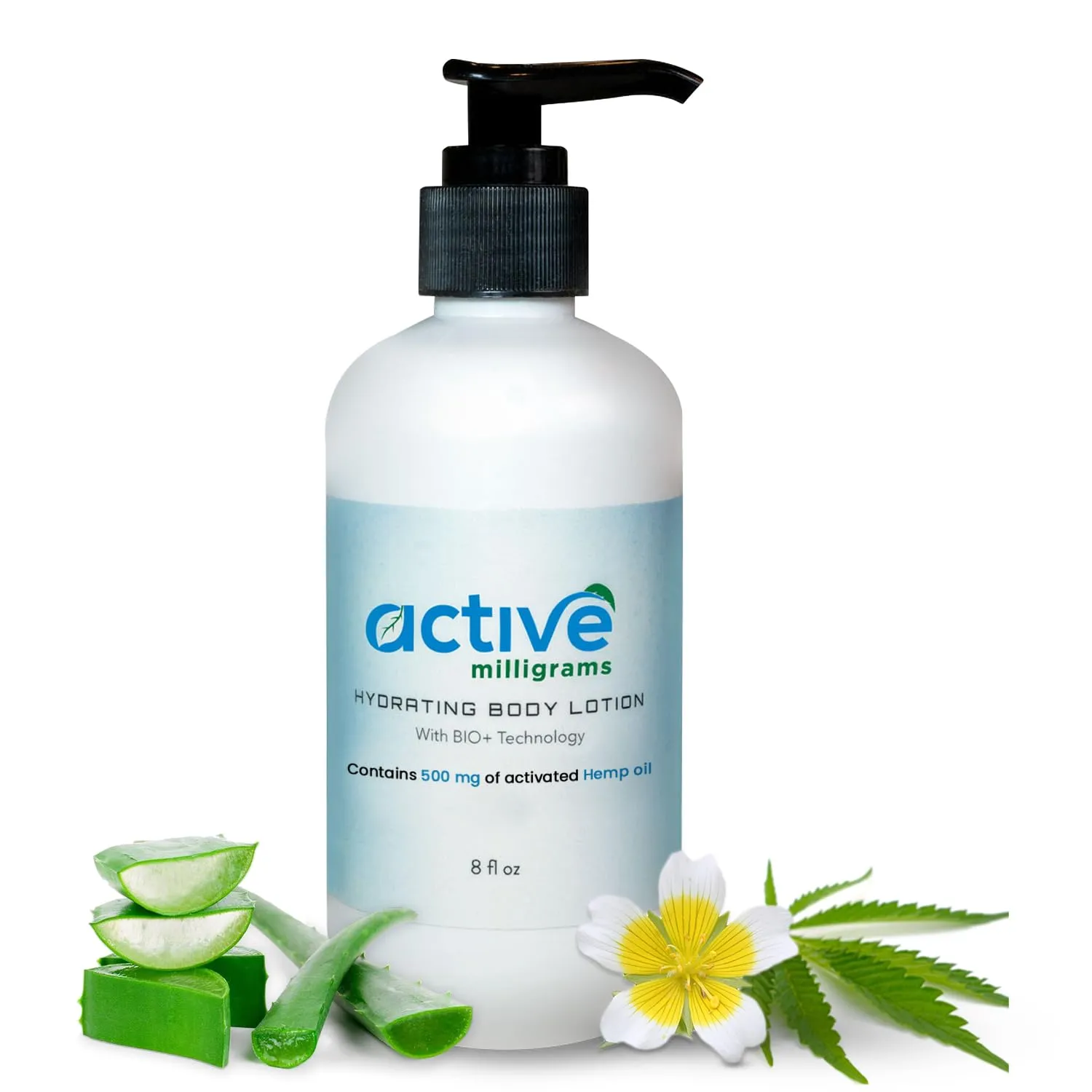 Hydrating Body Lotion with 500 mg of Premium Hemp Oil | Bio  Technology for Radiant Skin | Rosemary Lavender Scent - Convenient Pump Dispenser - 8 Fl Oz