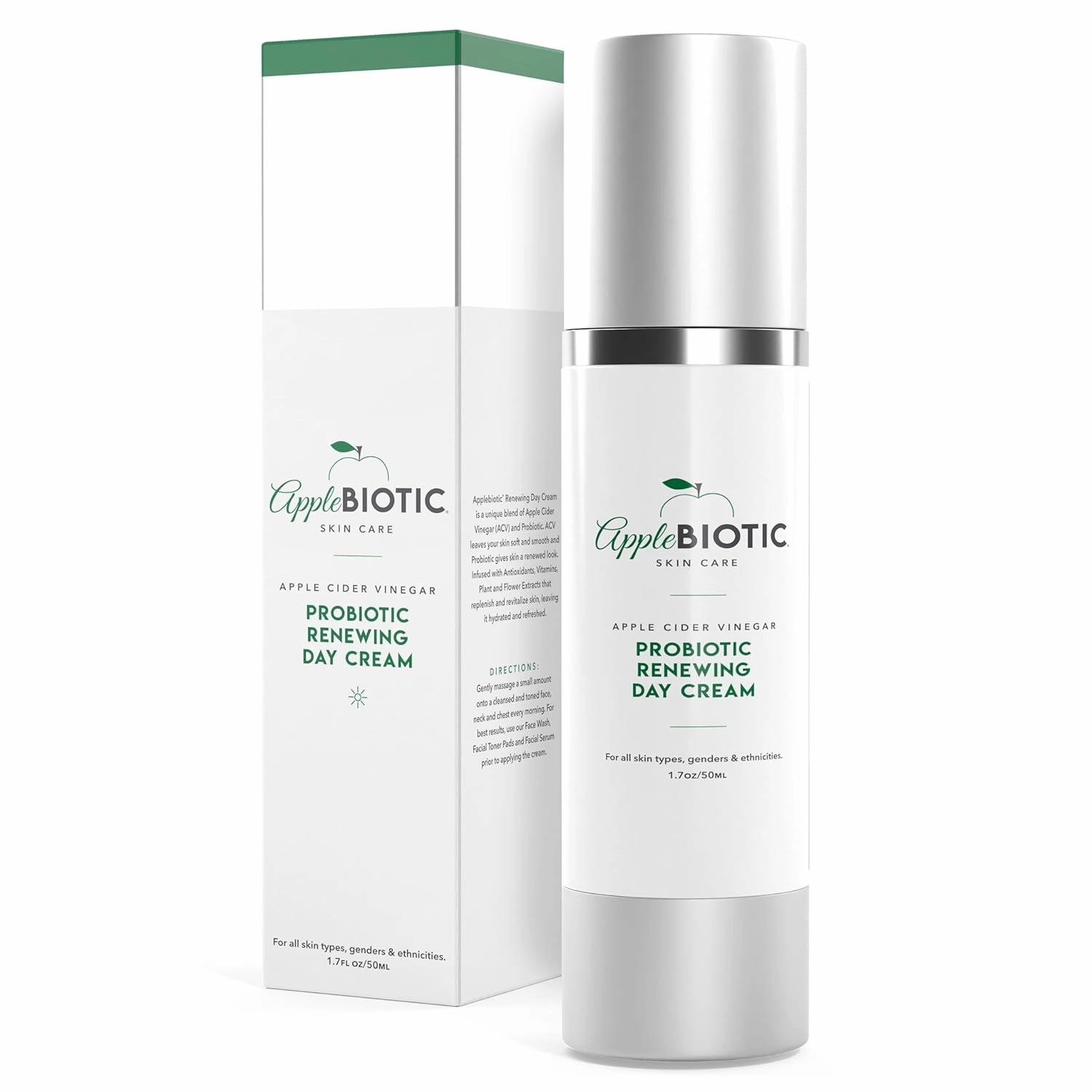 Hydrating Face Cream-For Dry, Oily, Sensitive Skin, Fast Absorbing, Naturally-Derived with Green Tea, Chamomile, Aloe, Fragrance Free, 1.7 OZ