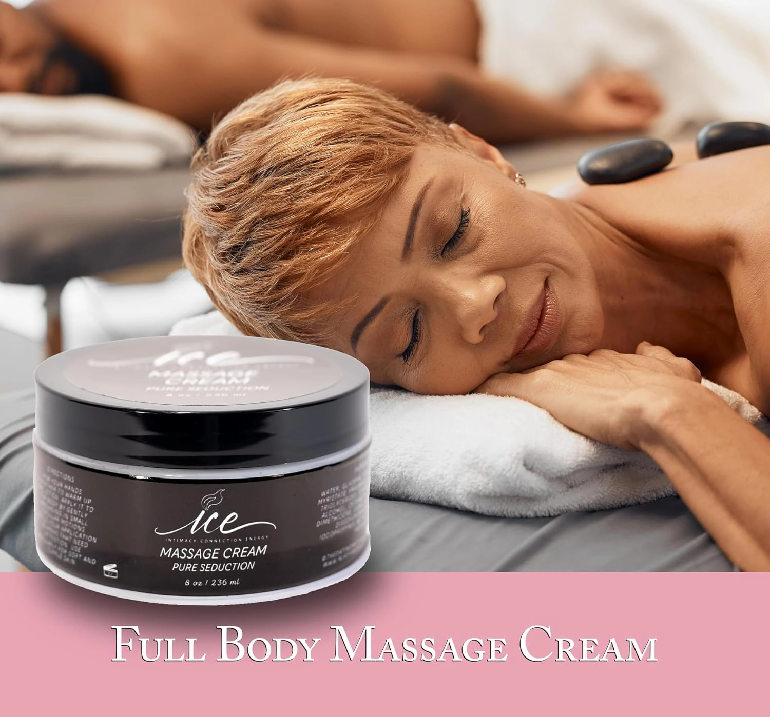 Hydrating Massage Cream for Couples (Egyptian Amber) Shea Butter, Aloe Vera, Non Greasy Moisturizer, Rejuvinates Dry Skin, Full Body Soothing Therapy Message Cream 8 Ounce