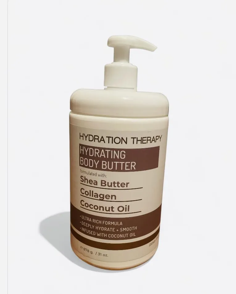Hydration Therapy Hydrating Body Butter with Shea Butter, Collagen and Coconut Oil, Ultra Rich Formula, 31 oz
