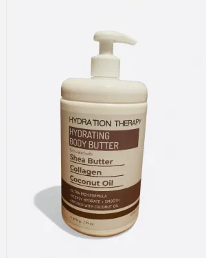Hydration Therapy Hydrating Body Butter with Shea Butter, Collagen and Coconut Oil, Ultra Rich Formula, 31 oz
