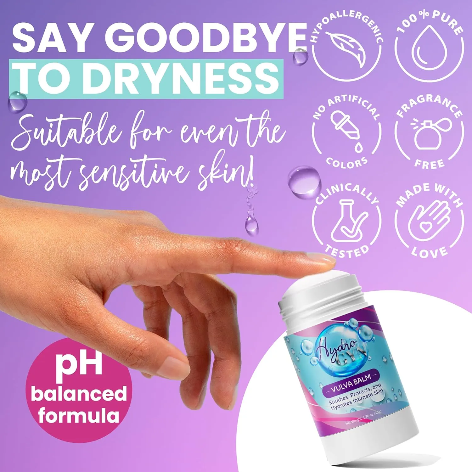 HydroGyn Vulva Balm | Vaginal Moisturizer & Menopause Support | Relieves Feminine Dryness, Itching & Irritation | Hormone-Free Vaginal Moisturizer for Women | pH Balanced Daily Intimate Skin Care
