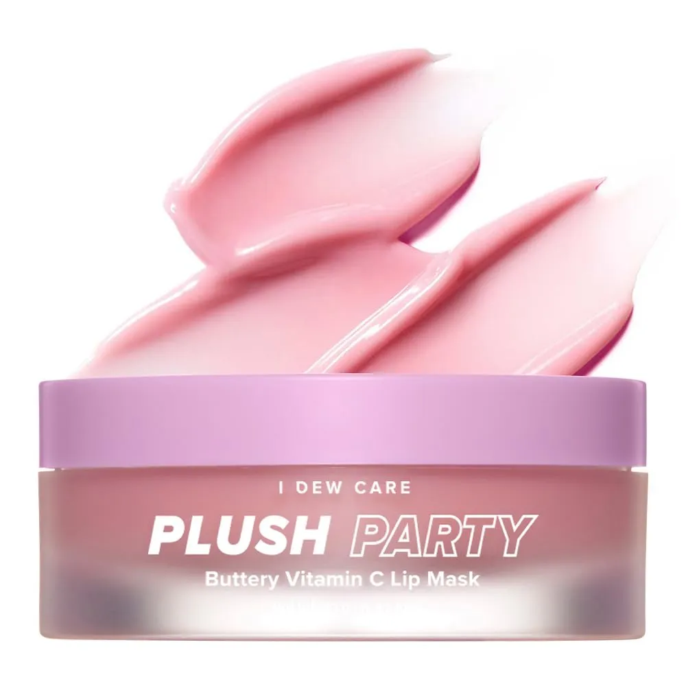 I DEW CARE Overnight Lip Sleeping Mask - Plush Party | Buttery Vitamin C, Moisturizing Balm, With Cocoa Butter For Dry Lips, Glass Skin Look, Nourish and Hydrate, Korean Skin, 0.42 Oz