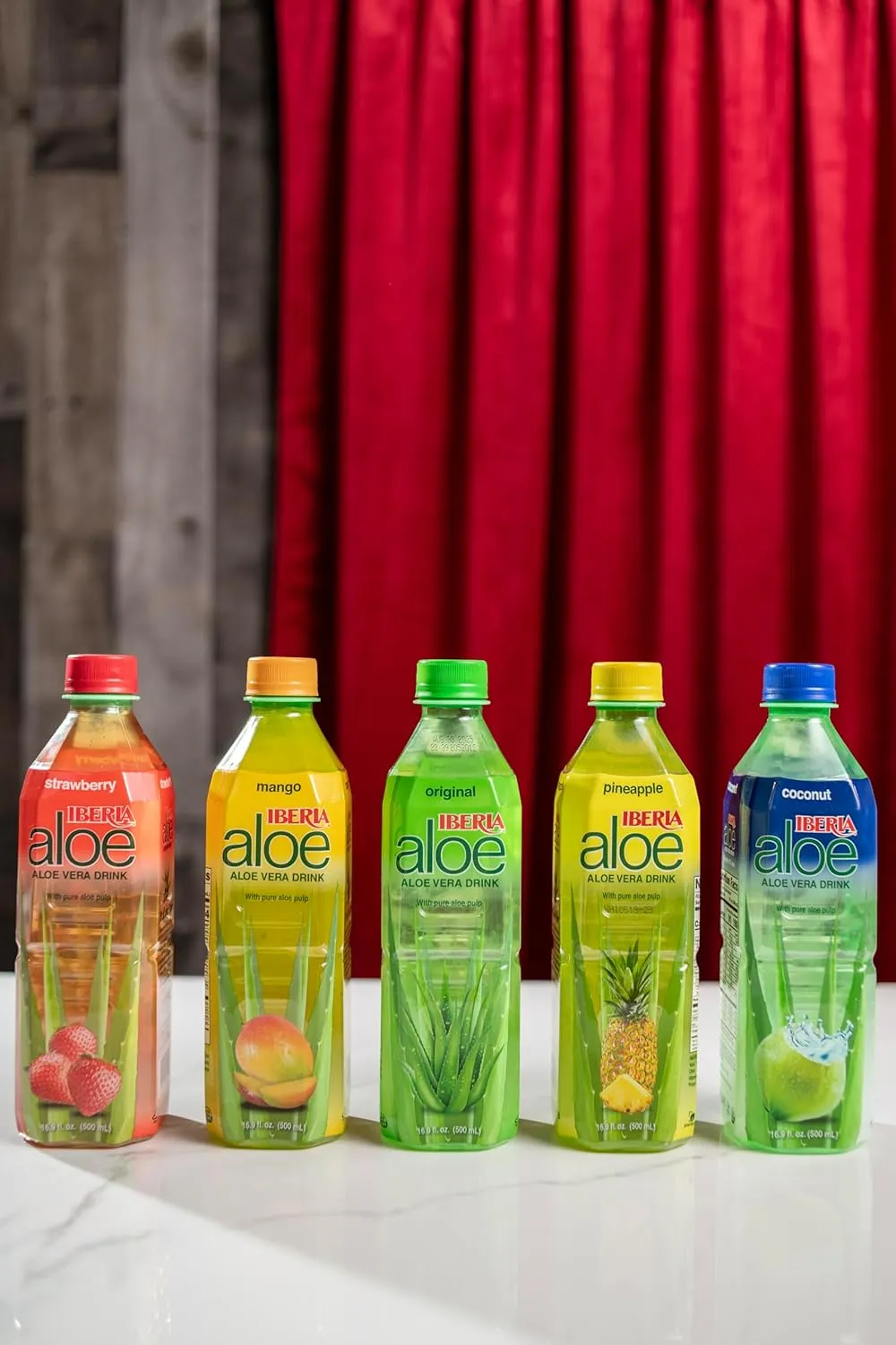 Iberia Aloe Vera Drink with Pure Aloe Pulp, Variety, (Pack of 8) 2 x Original, 2 x Mango, 2 x Pineapple, 2 x Strawberry