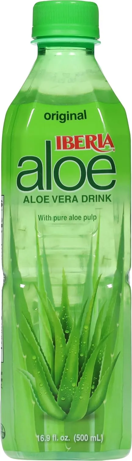 Iberia Aloe Vera Juice Drink with Pure Aloe Pulp, Original,16.9 Fl Oz (Pack of 8)