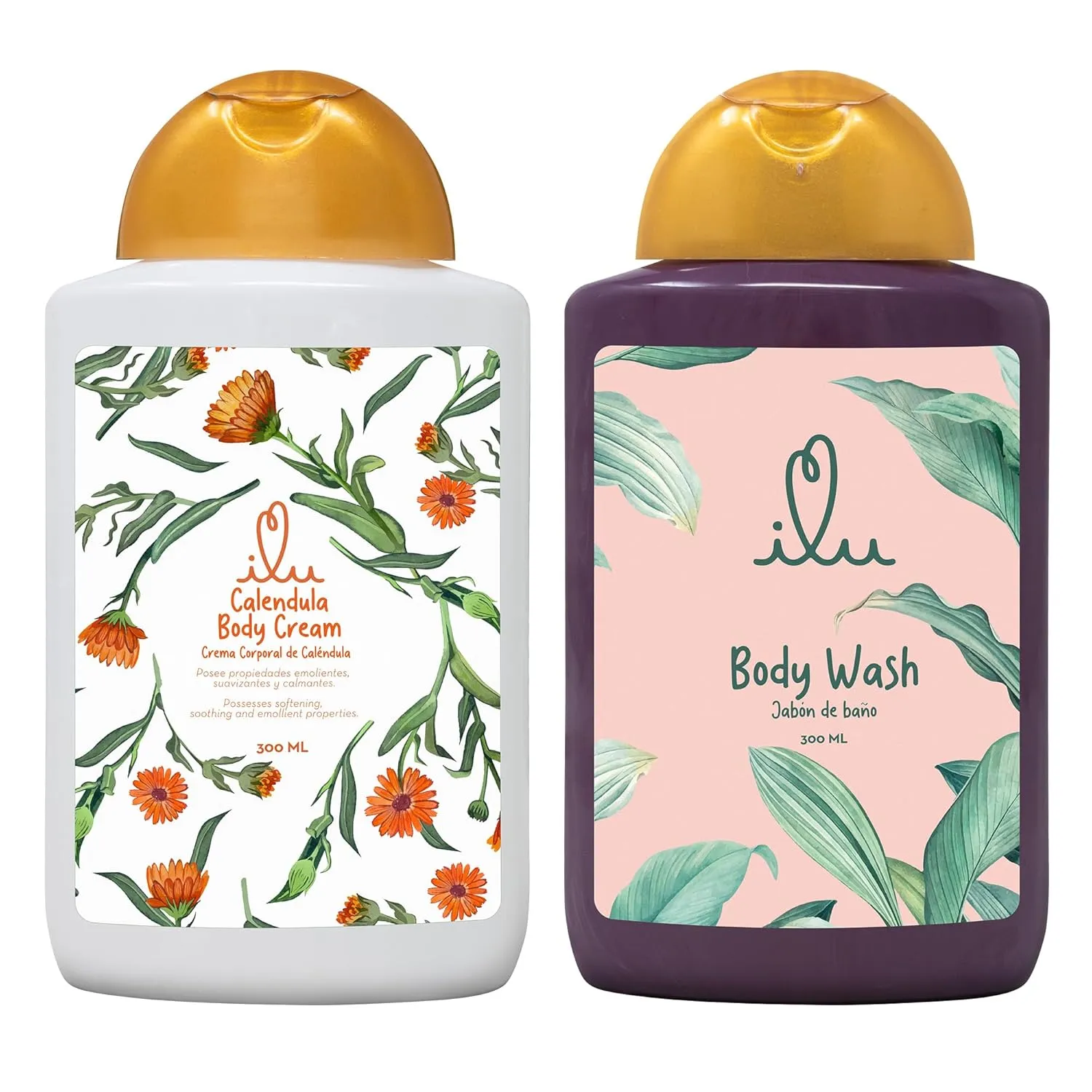 ILU Body Cream & Body Wash Bundle - Multi-Purpose Relief & Nourishment, Plant-Powered Hydration, Invigorating Cleansing, Soothes & Moisturizes, Normal Skin Types, pleasant aroma, 10 fl oz (Pack of 2)