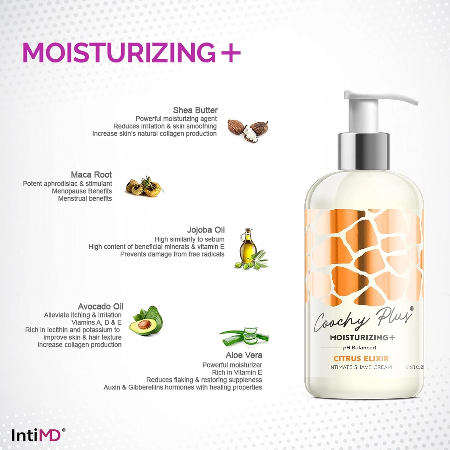 IntiMD Coochy Plus HydroLock Moisturizing  3-Steps Kit Intimate Shave Gift Set: Nouria Pre-Shave Elixir Oil   Coochy Plus Shave Cream Citrus Elixir   Coochy Plus After Shave Protection Mist
