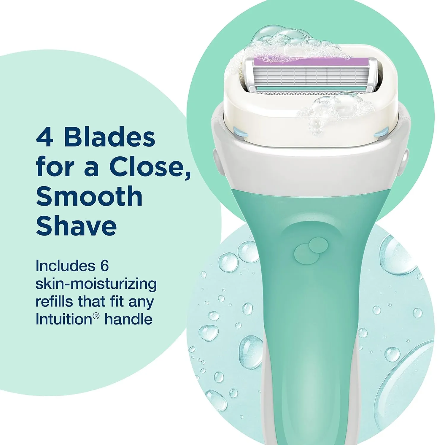 INTUITION Schick Refill, Razors for Women Sensitive Skin | Intuition Razor Blades Refill with Organic Aloe, Razor Refills , 6 Count (Pack of 1)