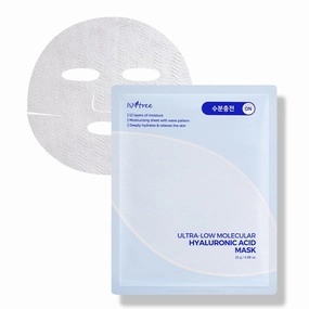 ISNTREE Ultra-low Molecular Hyaluronic acid mask 10ea | 12 layers of moisture | Moisturizing sheet | Deeply hydrates and relieves the skin