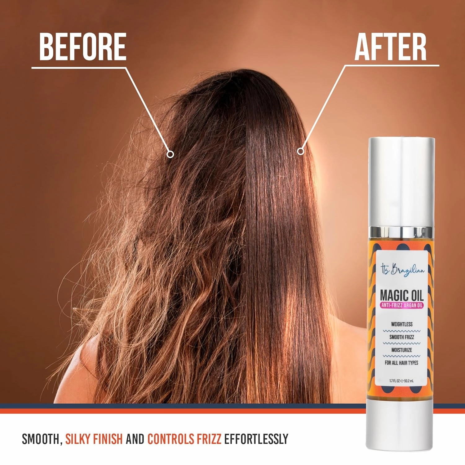IT'S BRAZILIAN - 2 Pack 100% Pure Organic Argan Oil 1.7Floz -Hair Care Treatment Dry, Damaged & Anti-Frizz -Nourishment & Moisturizing Formula -All Hair - Hair Growth Products, Renewing, Strengthening